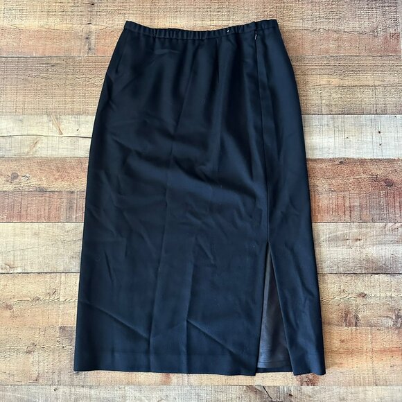 Pendleton Black Wool Midi Skirt With Side Slit Womens Size 16 - Picture 1 of 14